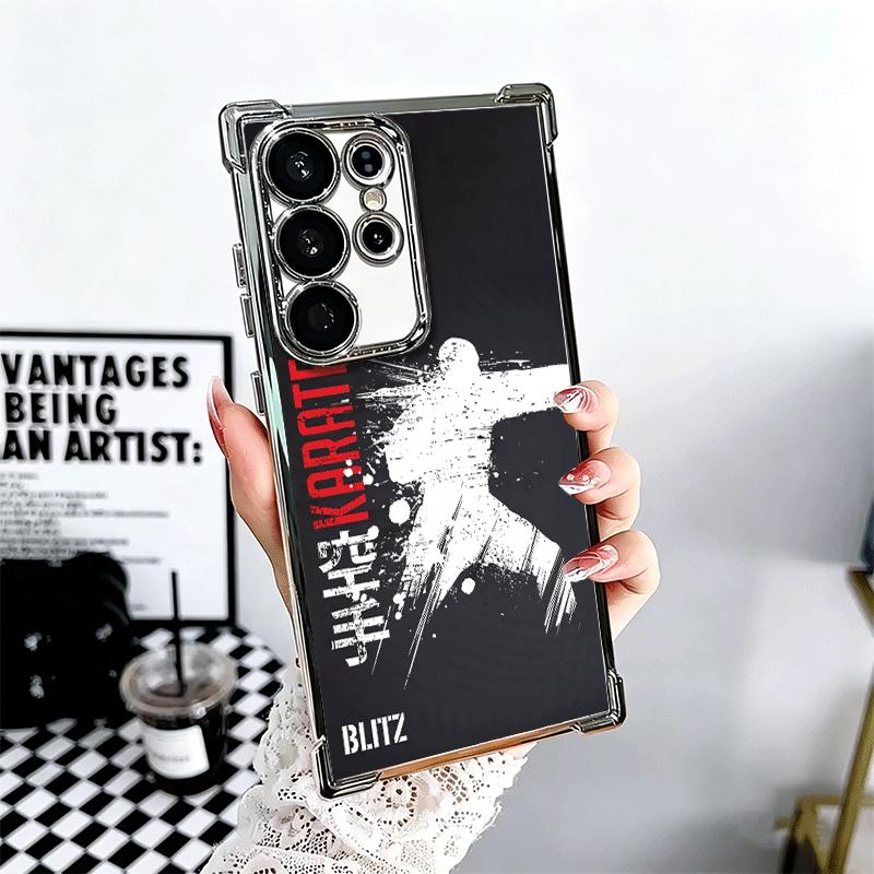 Karate Oyama Kyokushin Plating Phone Case For Samsung Galaxy S24 S25 FE S26 Edge S23 Ultra S22 S21 Plus S20 Anti-Fall Airabag Co