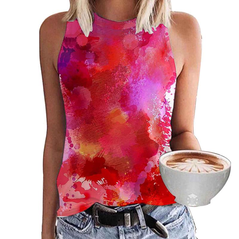 Colorful Geometric Tie Dye 3D Printed Vest for Women's Street Wear