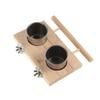 Wooden Perch Stand Hanging Feeder Bowls 2 in 1 Bird Food Cups Bird Feeding Dish Cups  Budgie
