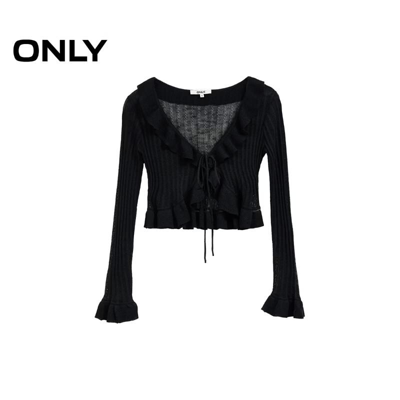 ONLY Women's Ruffle Tie-Front Long Sleeve Knit Top