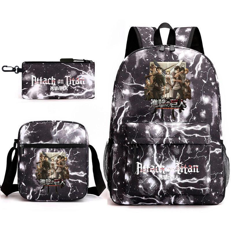 

Attack on Titan Teen Anime Backpack Attack on Titan School Bag Three-piece Set 17 inch backpack