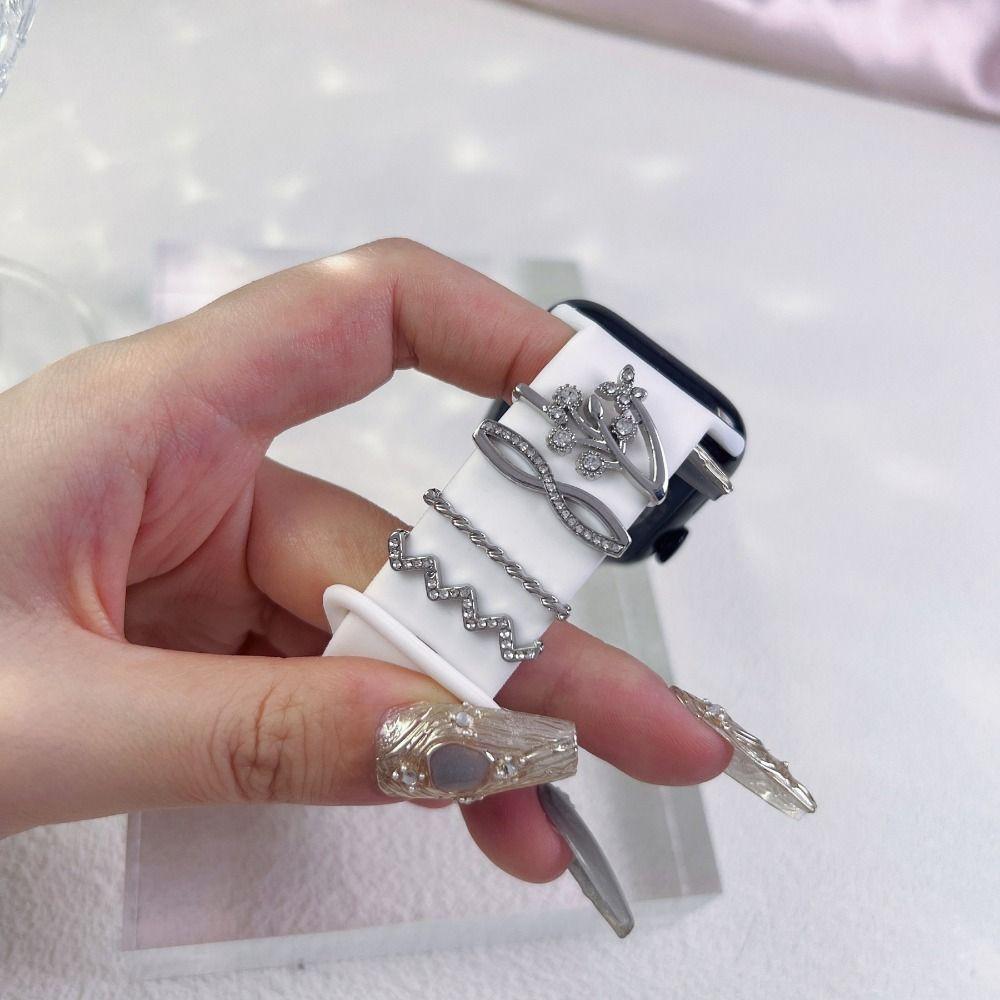 Διαμαντένιο λουράκι ρολογιών, μεταλλικό στολίδι, διακοσμητικά αξεσουάρ για λουράκια νυχιών, διακοσμητικά αξεσουάρ για τα νύχια