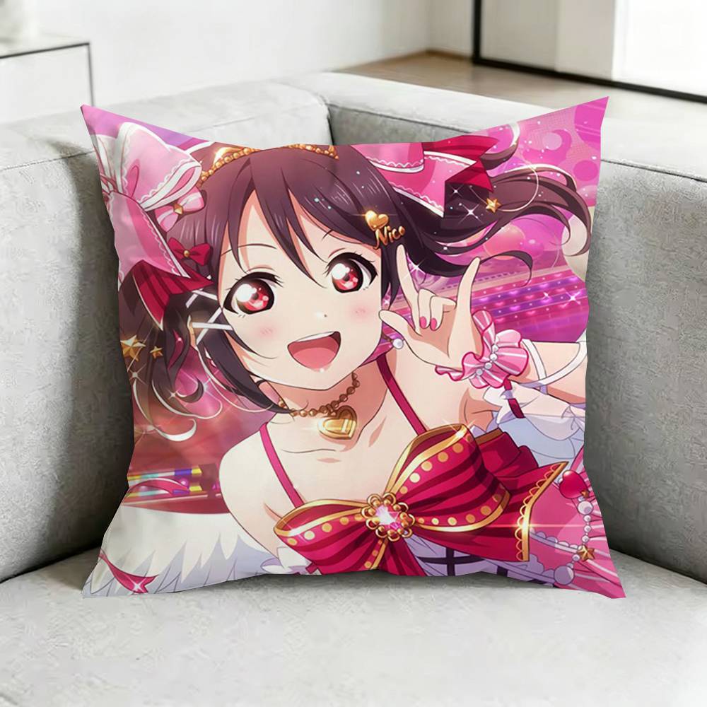LoveLiveE School Idol Project Pillow Case Square DoubleSided Sofa Cushion Cover Bedroom Bedside Pillow Gift