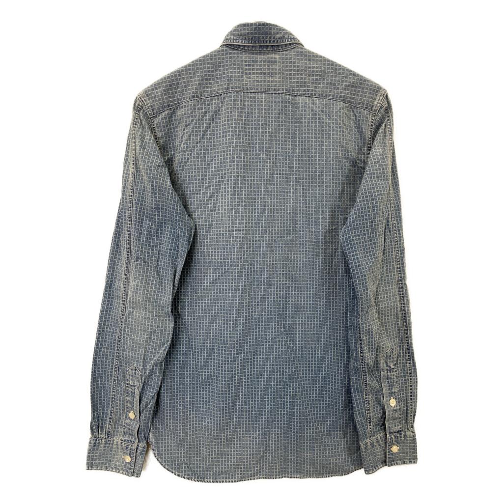 RRL Blaues Allover-Print Langarm-Denimhemd Tops XS blueUsed