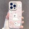 Cute West Highland White Terrier Phone Case, Pink Bow Puppy Shockproof Cover for iPhone