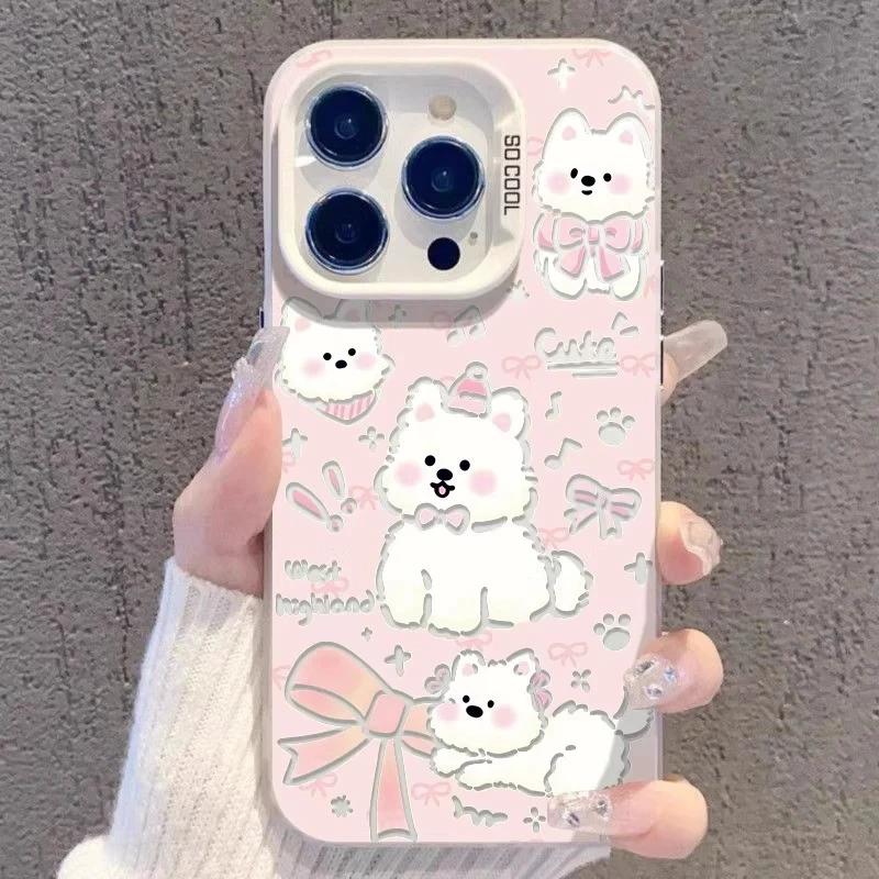 

Cute West Highland White Terrier Phone Case, Pink Bow Puppy Shockproof Cover for iPhone iPhone 13 PRO MAX разноцветный