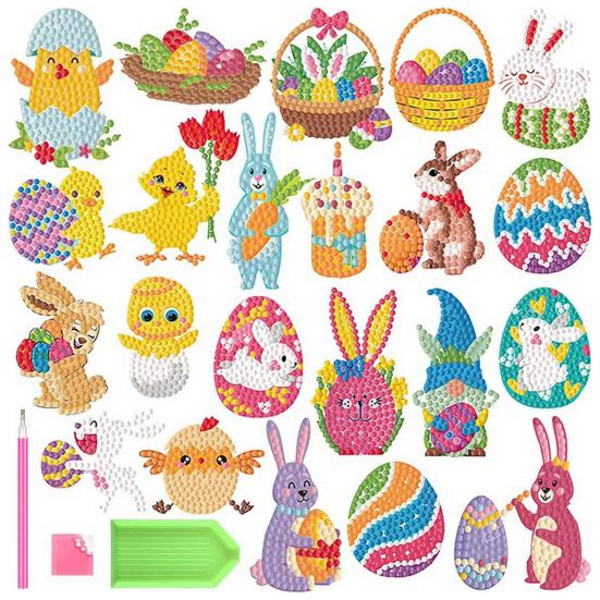 

20/16/18/22 шт. наклейки «сделай сам», креативная новинка, изысканное украшение, нежные пасхальные наклейки с алмазной живописью, детские аксессуары D