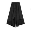 Black vintage plus size Summer High Waist wide leg Skirt Pants Women Loose Casual Trousers