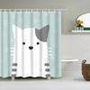 Puppy Cat Cute Cartoon Shower Curtains Washable Fabric Polyester For Bathtub Art Bathroom Decor Partition With Hooks Waterproof