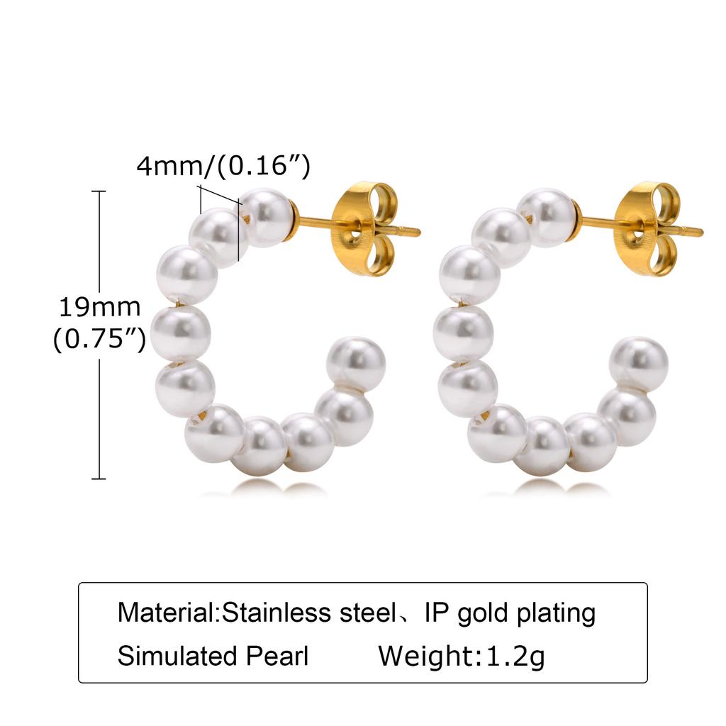 Multi, Earrings Accessories, Stainless Steel Ladies French Retro Imitation Pearl Earrings 18K Gold, Huayuan