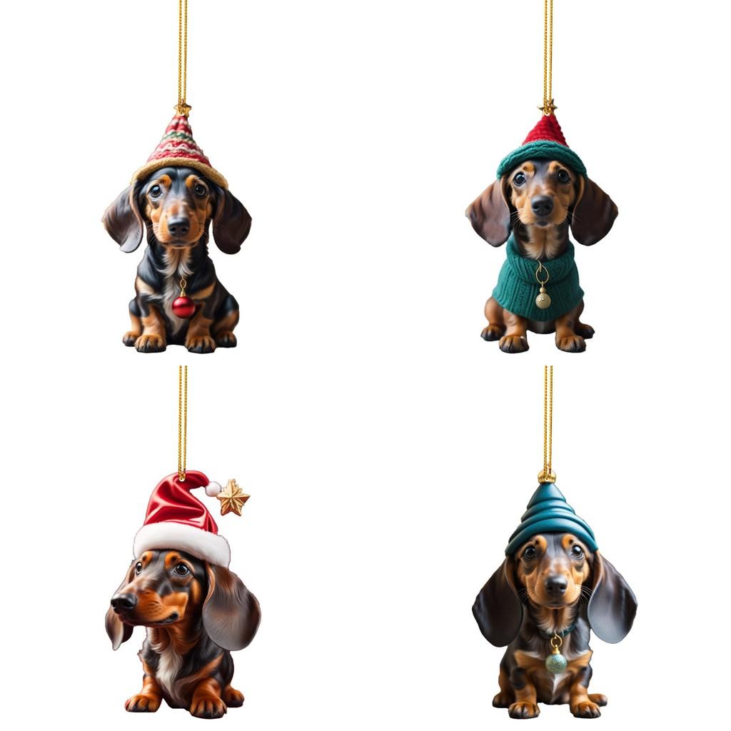 Cute Car Dachshund Hanging Decor For Vibrant Christmas Tree And Home Decoration