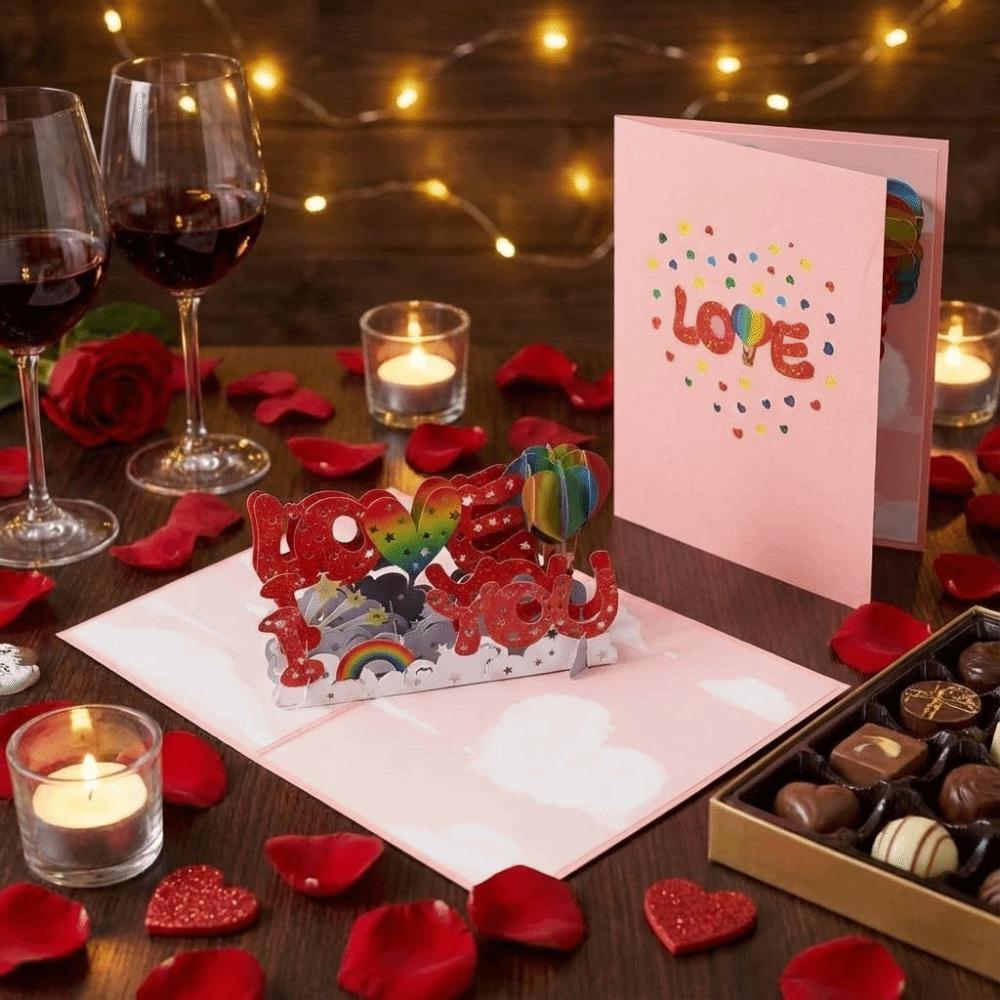 Romantic 3D Heart Tree Greeting Card Elegant Paper Sculpture Pop-Up Valentine's Day Cards with Envelope Invitation