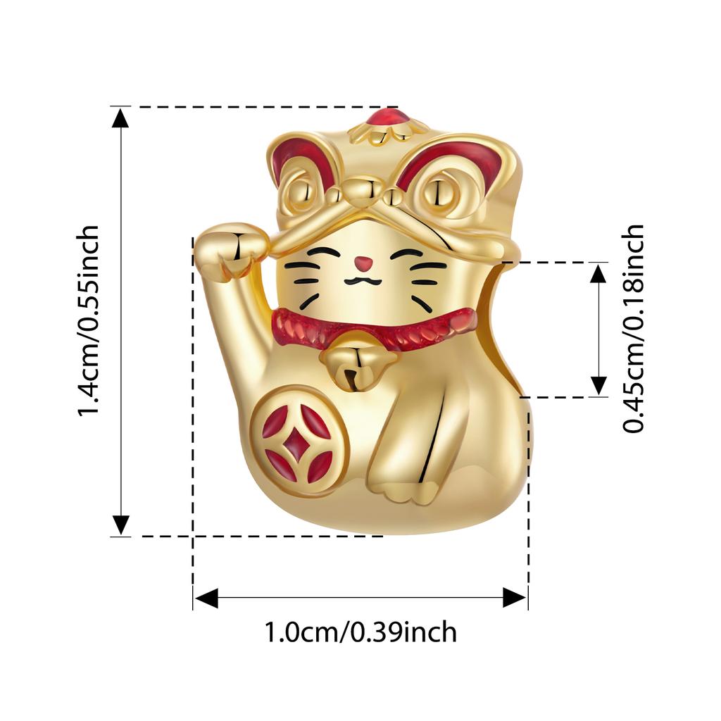 BISAER 925 Silver Lucky Koi Cat Pawprint Charm Bead Weaved Bag Pendant Plated Gold Fit Women DIY Bracelet Fine Jewelry