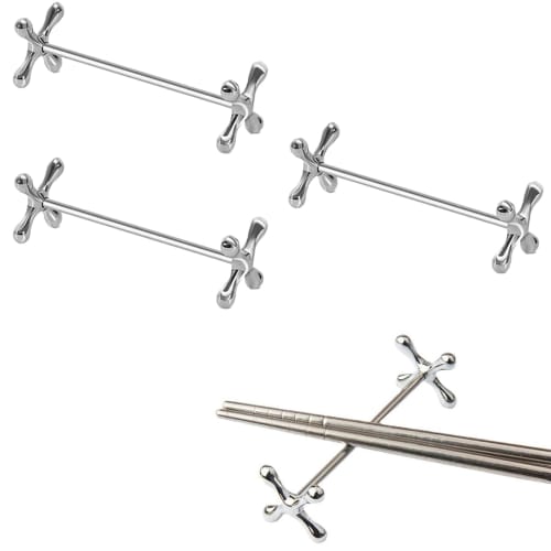 Harukita Stainless Steel Knife Rest, Chopstick Rest, Knife Rest, Spoon Rest, Fork Rest, Elegant Silver, 4 Pieces