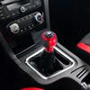 Arenbel 5 Speed Car Gear Lever Shift Knob Head PU Stick Shift Handle Fit Most Manual Automobiles Red Black