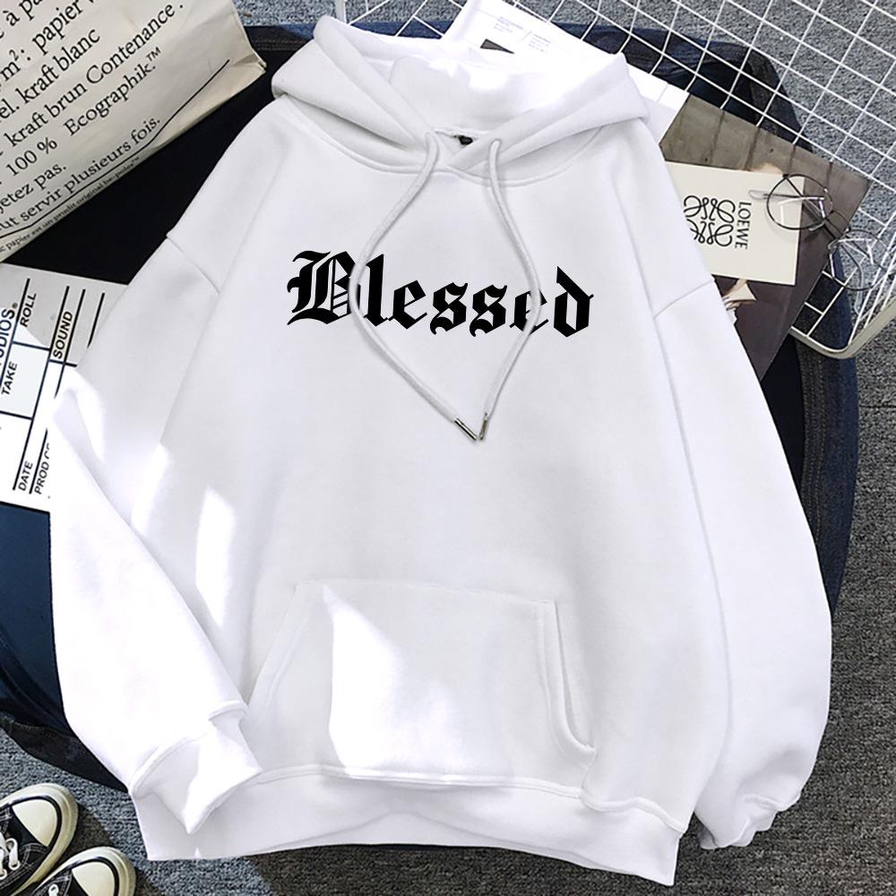 Blessed Hoodies Autumn Hip Hop Casual Fleece Pullover Sweatshirt Hooded for Men Women