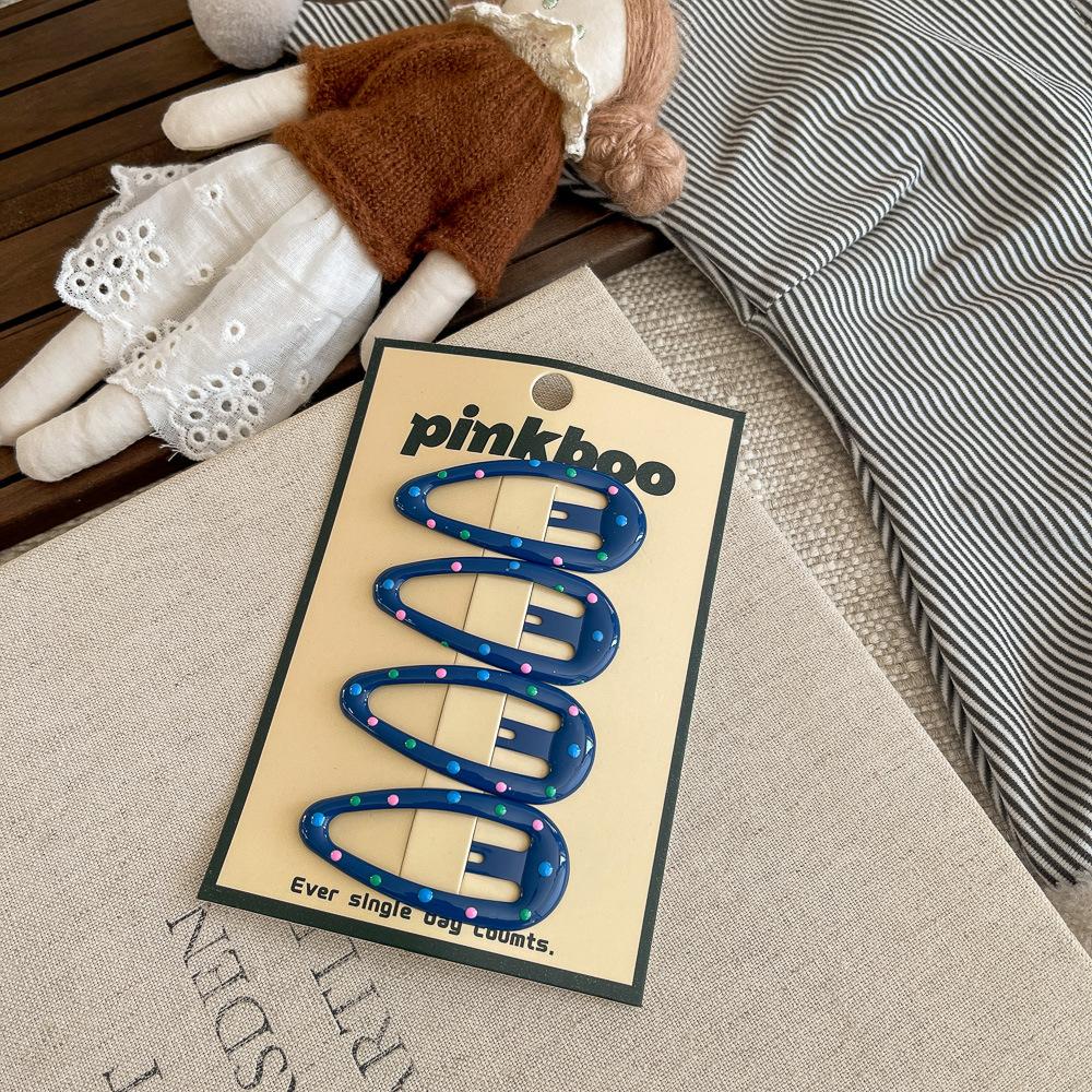 4pcs Multicolor Polka Dot Water Drop BB Clip Children's Hairpin Barrettes Headwear Hair Clip Hair Accessories Bangs Side Clip