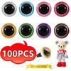 Neue 100 Stück Plastik Glitzer Sicherheitsspielzeugaugen Vliesstoffe mit Unterlegscheiben Puppen Augäpfel für Spielzeug Basteln Tiere Puppen Herstellung Zubehör