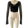 Women's Solid Street Spice Tie Knit Long Sleeve Top