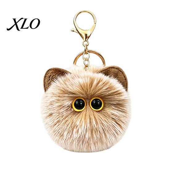 Schoolbag Ornament Plush Cat Ball Keychain, Fluffy Kitten Pompom Bag Charm, Keychain Pendant with Decorative Backpack Metal Lobster Clasp, Backpacks