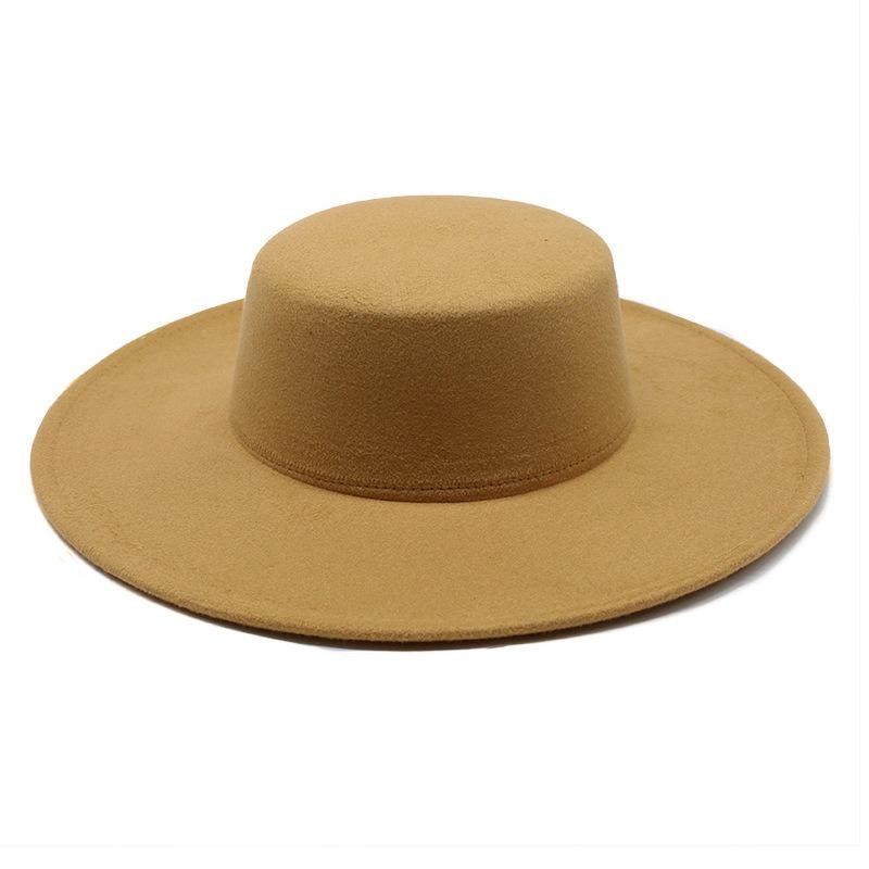 Nuovo cappello autunnale e invernale ispessito da uomo e donna con visiera, cappello a tesa larga in feltro di lana a tesa piatta