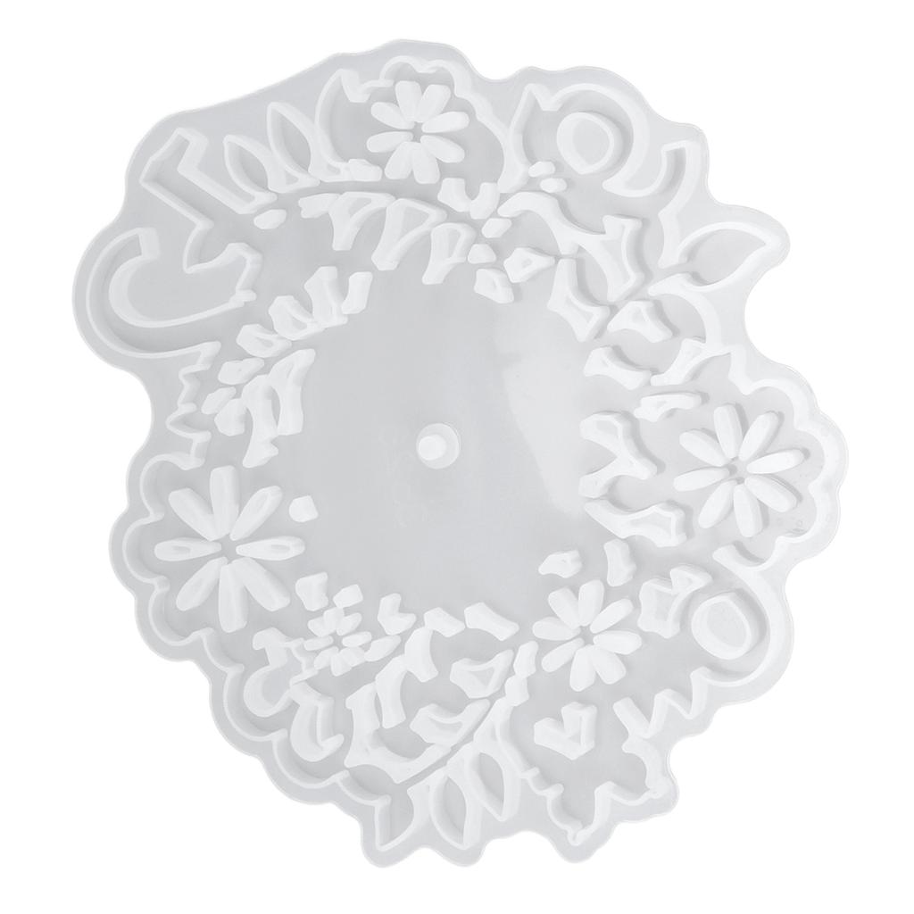 Silicone Mold Leaf Flower Pattern Clock Dial White Reusable Resin Mold for DIY Craft Home