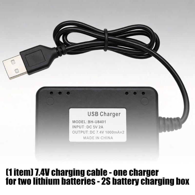2 In 1 USB Power 7.4V Lithium Batteries Chargers Cord Compatible for 350mAh To 2200mAh Batteries for Remote Car