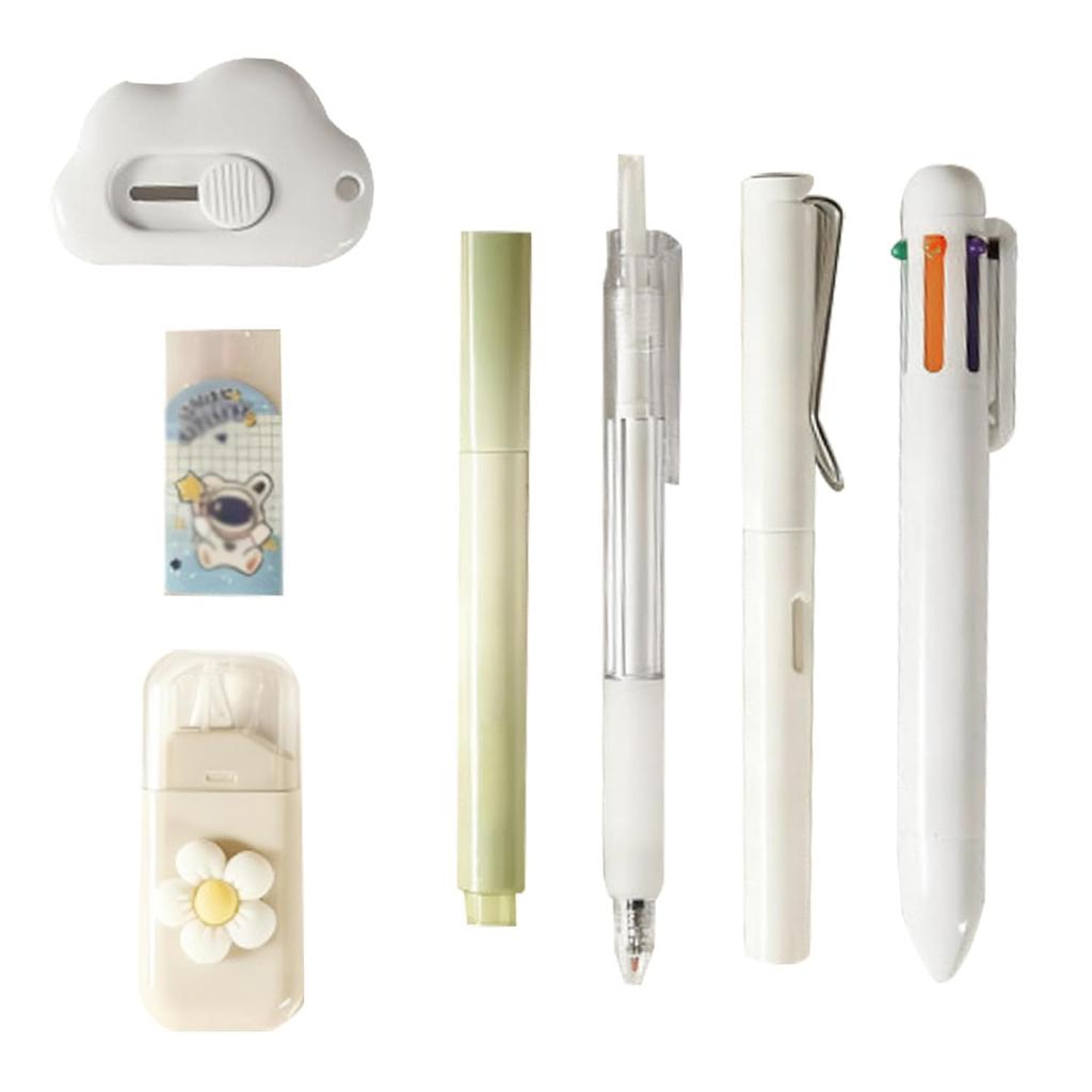 ADOFUN stationery set 7-piece learning mechanical pencil ballpoint pen gel highlighter eraser correction tape mini knife school supplies entrance gift