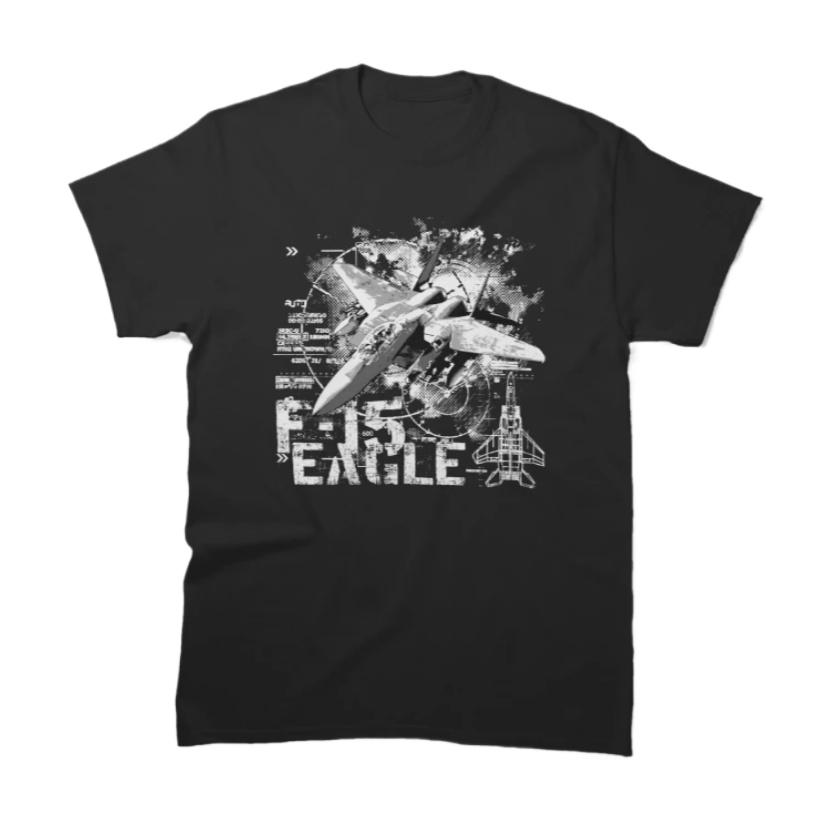 

Vintage American F15 Eagle Fighter Aircraft Drawing TShirt 100 Cotton ONeck Short Sleeve Casual Mens Tshirt Size S3XL S