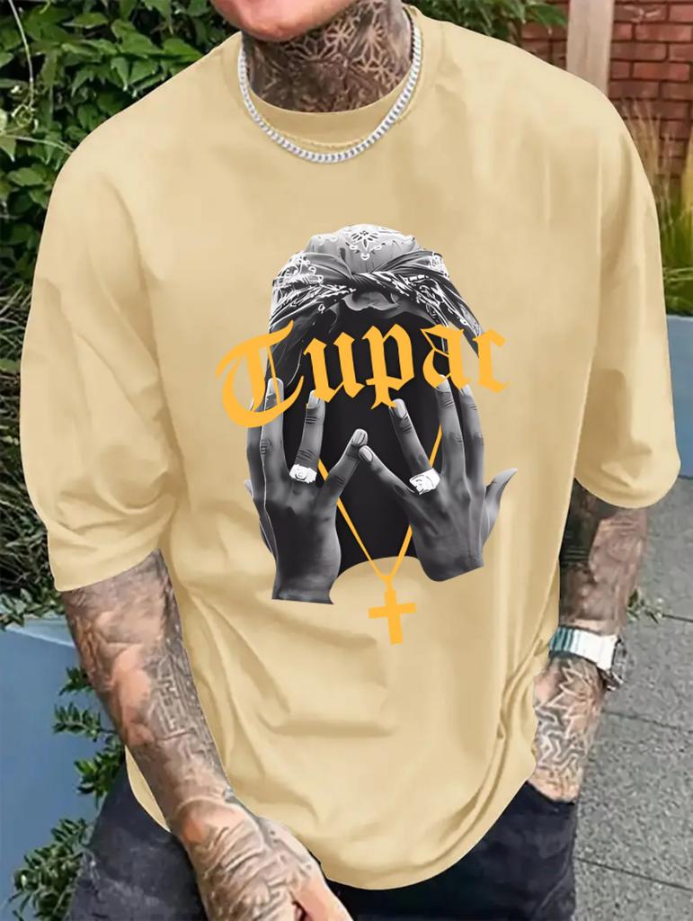 Summer Men's 3D Printed Hip hop Singers Tupac Graphic T-Shirt Round Neck Casual Women's Short Sleeve T-shirt Tee