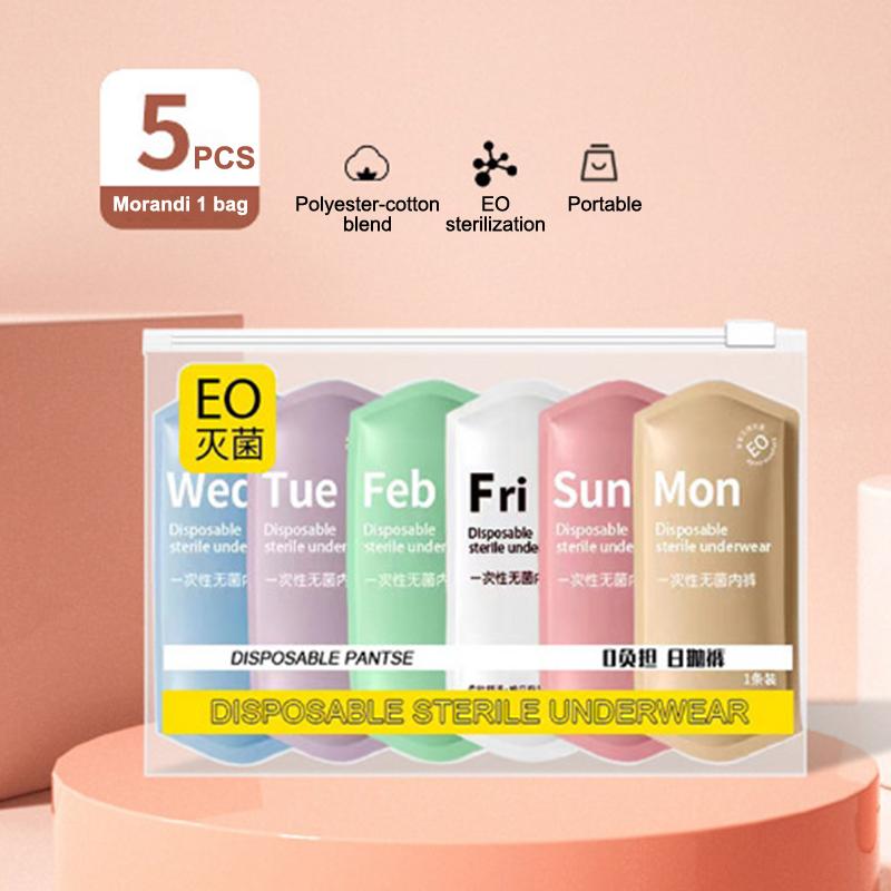 5Pcs/Set Women Cotton Disposable Panties Free Washing Portable Postpartum Monthly Shorts Daily Underwear For Business Trips