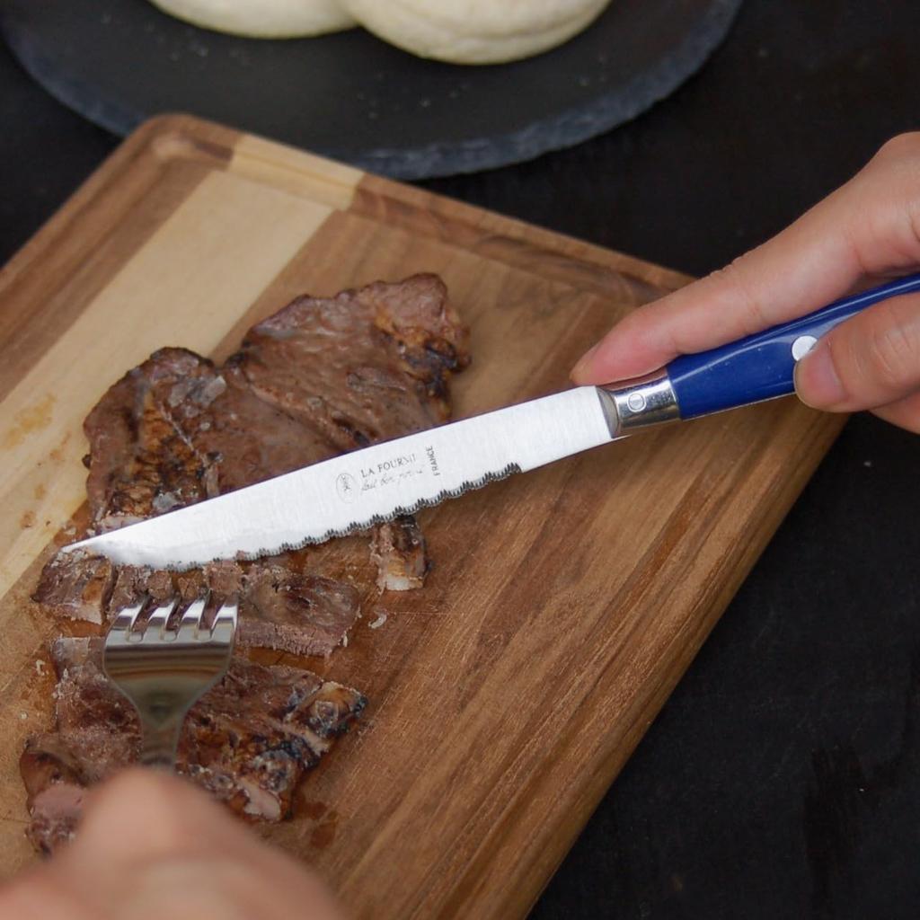 Průhledné bistro příbory Vyrobené v NERON MARINE Mořská vlnitá hrana Přímo importováno z Pohodlné pro každodenní sadu příborů Sada, Francie, Námořnická modrá,