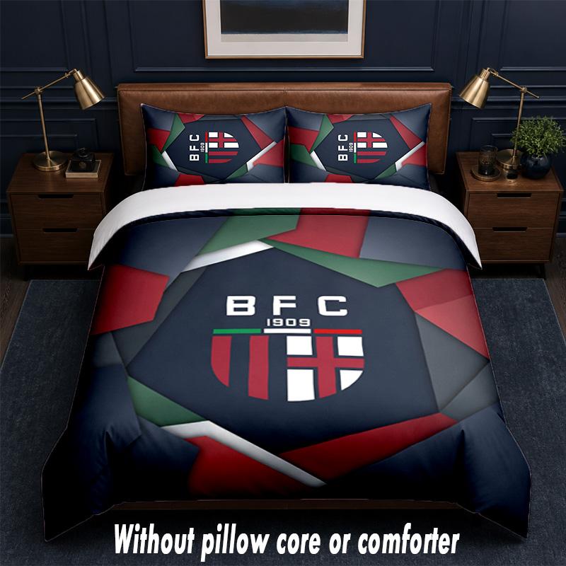 Bologna FC Design Bed Bedding Set 1 Duvet Cover + 2 Pillowcases Soft Breathable Household Bed Linens