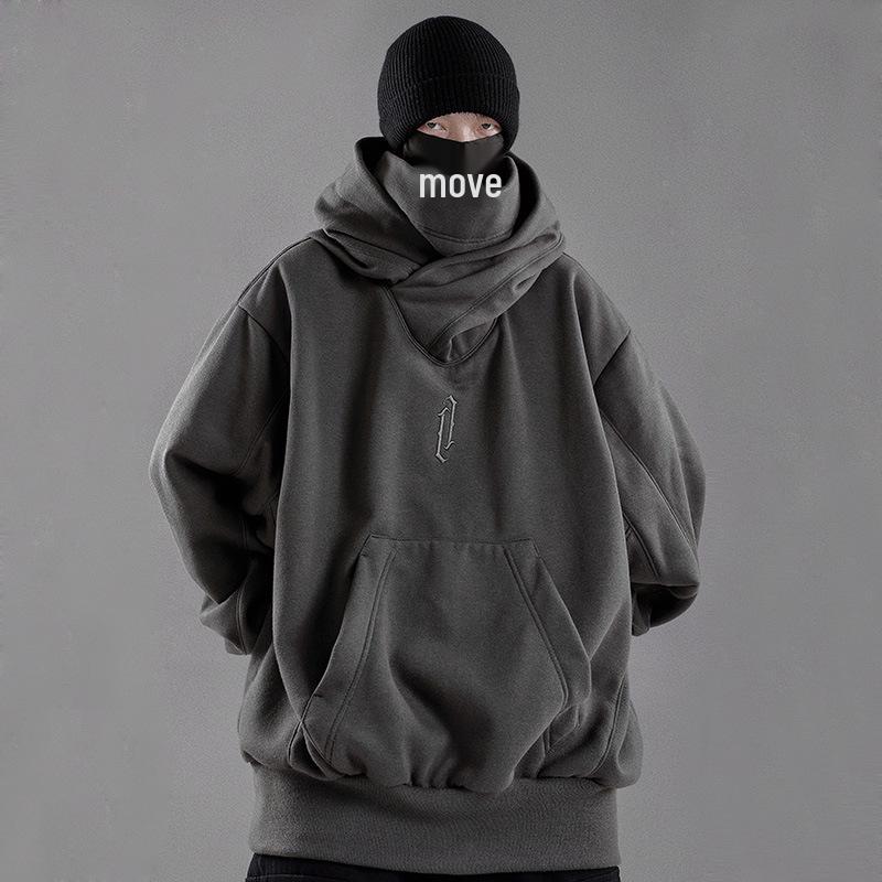 Jiye Heavy Duty Hooded Sweatshirt with Pile Collar - Unisex Casual Autumn/Winter Jacket