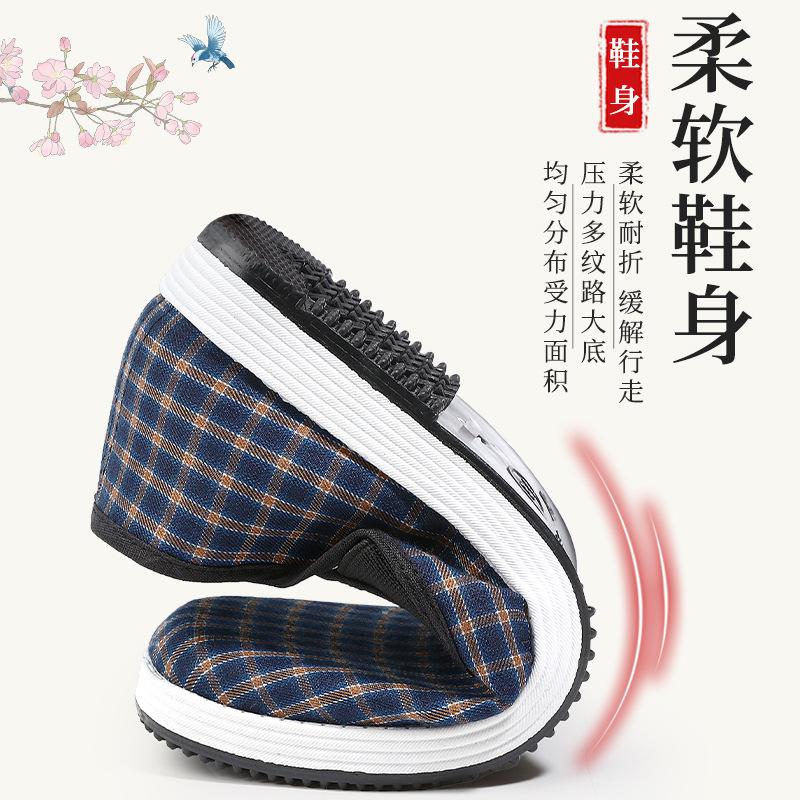 Spring New Elastic Casual Women's Cloth Shoes Plaid Cloth Cotton Cloth One-pedal Flat-bottomed Lazy Canvas Shoes