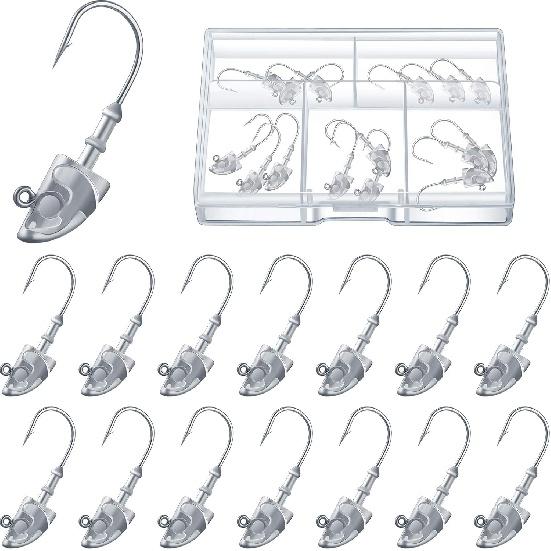 

15 шт., джиг-головка для плавания, джиг-головка, утяжеленный крючок, вращающийся рыболовный патрон, подходит для морской и пресной воды