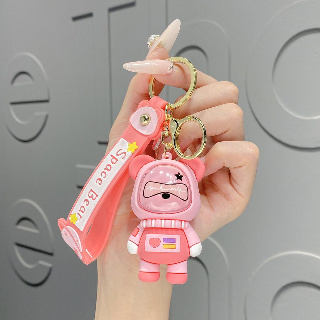 

Pvc Cute Glowing Space Bear Keychain Perfect For Couples Friends Gifts And Pink