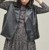 ROPE PICNIC Synthetic Leather Sleeveless Jacket GSV54000 Black Women's (01)