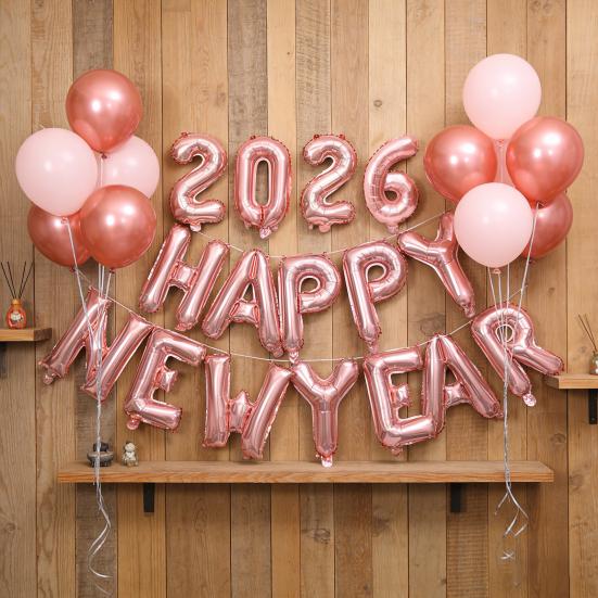 HAPPY NEW YEAR 2026 Balloon 16 Inch Foil Letter Happy New Year Balloons NYE Banner Backdrop Decoration for New Year Eve Party Supplies