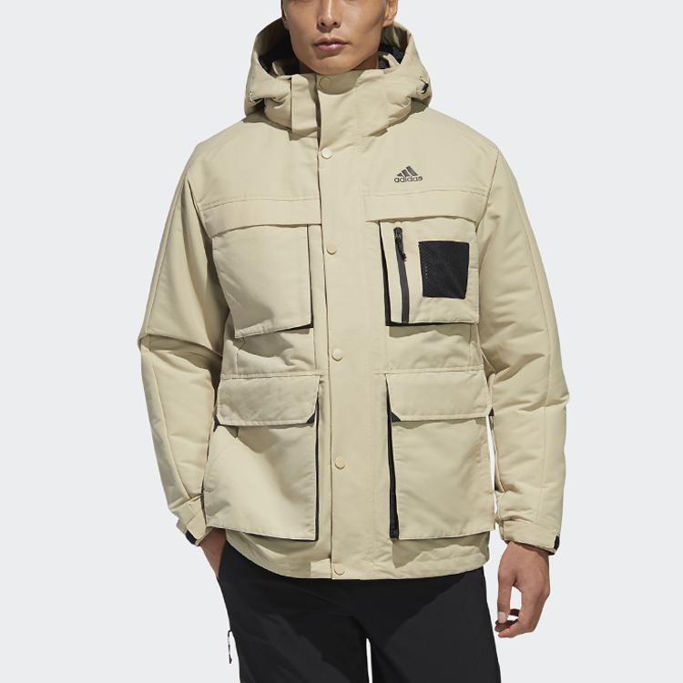 Adidas 3-In-1 Down Jacket with Detachable Hood and Multiple Pockets Men Outerwear Prairie-Brown GP2917