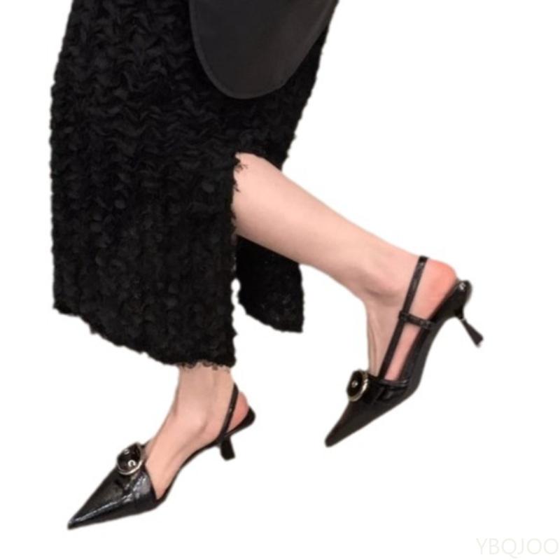 Fashion French silver high heels Ladies summer toe Sandals New Elegant Pointed Single Shoes Fashion comfortable Women's sandals Zapatos