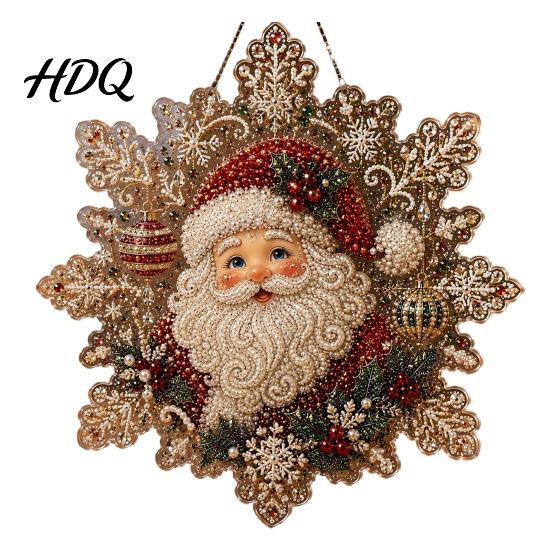 Decorative Crafts for Fireplace Christmas Faux Pearl Art Hanging Ornament Kit DIY Beads Painting Handmade Keepsake Gifts Friends Suncatcher,