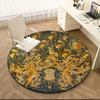 1pc Medieval royal coat of arms and iris Round carpet Painted Printed circular carpet, home door mat, outdoor travel protection carpet