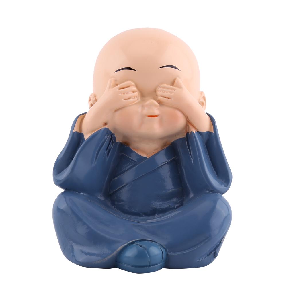 Statuette Bébé Bouddha, 4 Pièces, Petits Moines Figurines Bouddha, Mignon Moine Kungfu, Décoration Intérieure de Voiture, Artisanat en Résine, Étagère Murale,