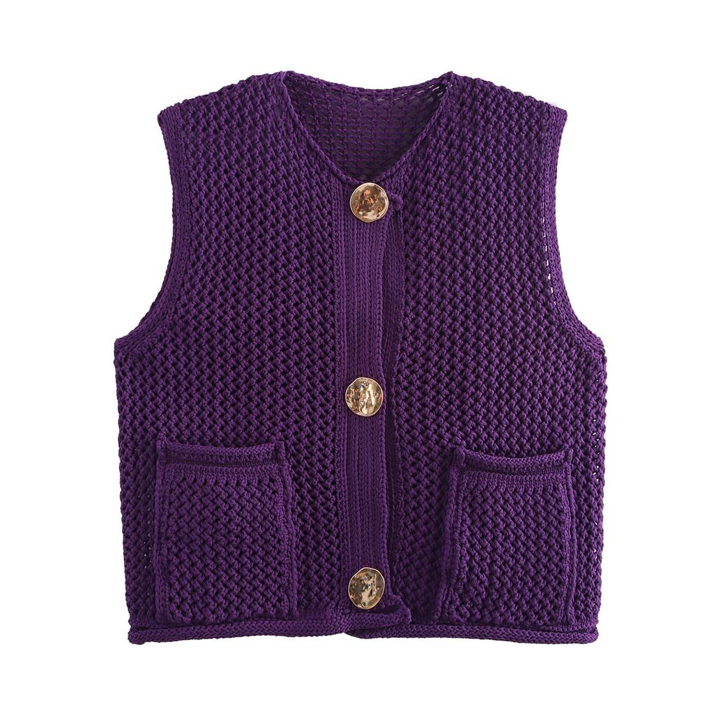 DAFIFY Damen Mode Lässig Frühling Herbst Einfarbige Druck Ärmellos V-Ausschnitt Pullover