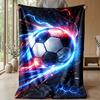 Soccer Ball with Fire and Lightning Theme blanket Lightweight Warm Flannel Blanket Decorative Throw Blanket for Home Decoration
