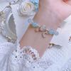 Blue Purple Stone Bracelet For Women Girls Shiny Crystal Bracelets Moon Star Pendant Bangles Wristband Jewelry