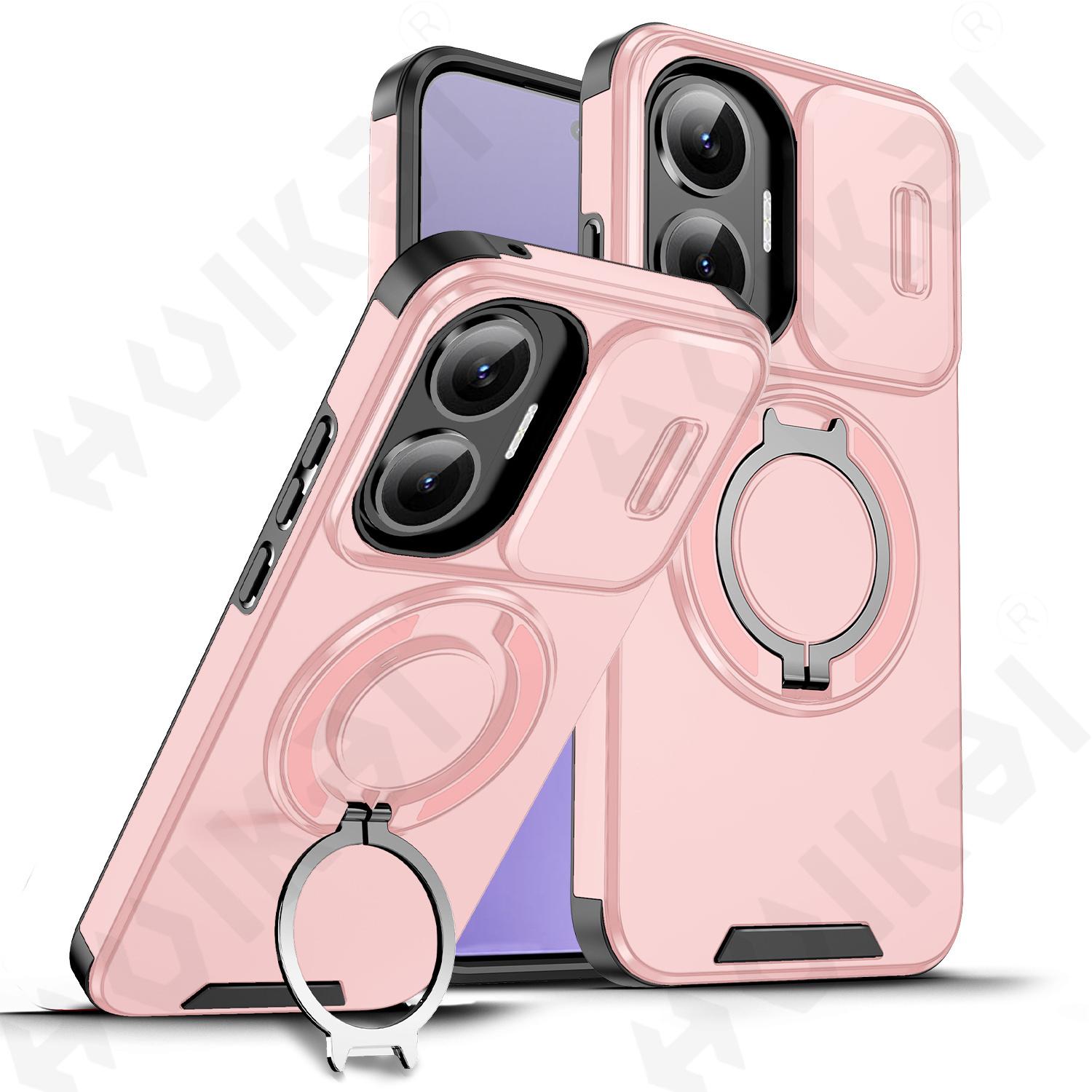 

Чехол для Xiaomi Poco F7 X7 Redmi Note 14 Pro Plus 4G 5G Подставка Сдвижная защита камеры Прочный Кольцо Ударопрочная крышка Xiaomi Poco F7