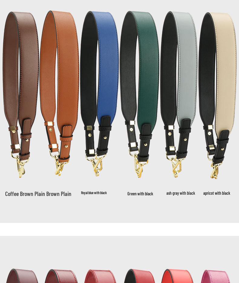 Versatile Black Cowhide Bag Strap: Wide, Solid Color Shoulder Strap Accessory