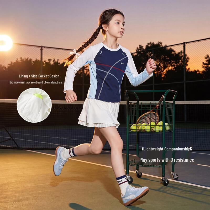 Moonkids Girls' Quick-Dry Long-Sleeve Tennis & Badminton Sports Set (Autumn 2026)